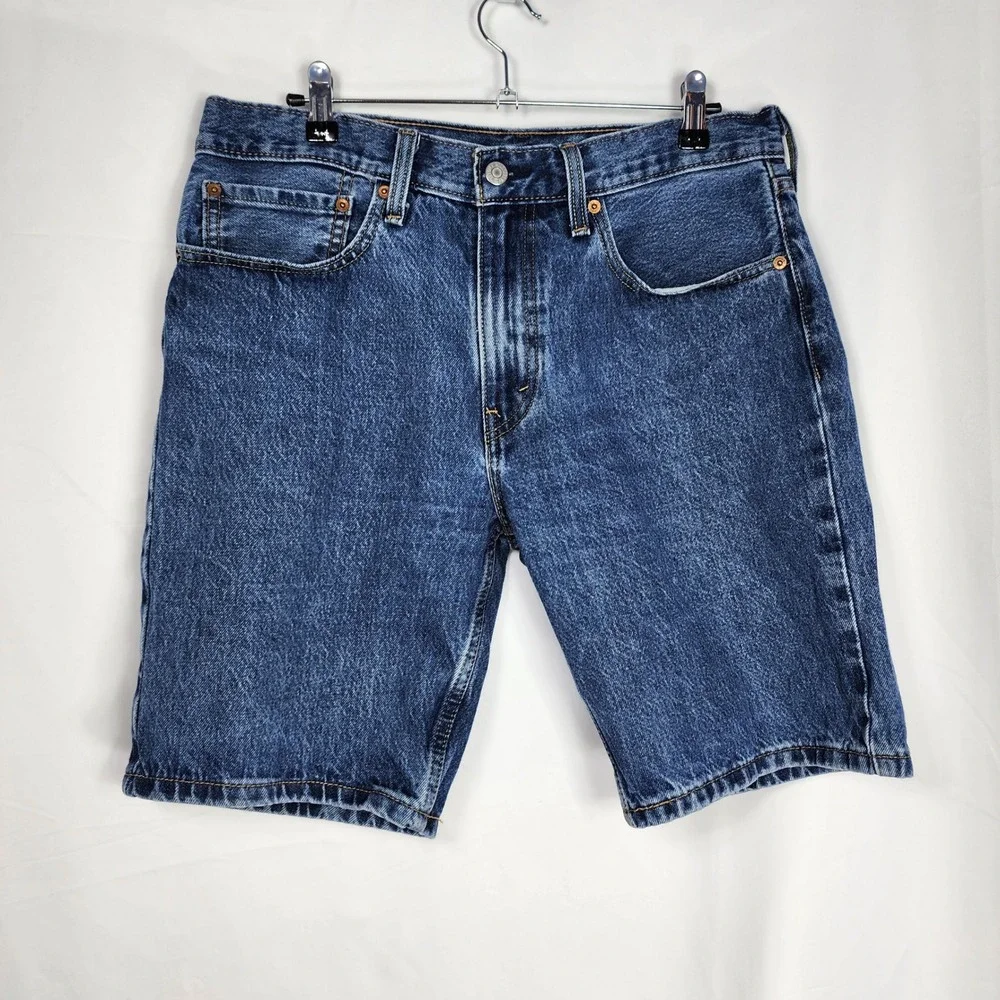 Levi Strauss Mens 405‎ Jean Shorts W34 34x10 Jorts Cotton Denim Blue Classic